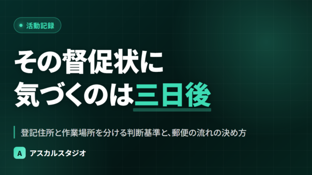督促状が届いたことに気づくのが三日後、という住所の分け方